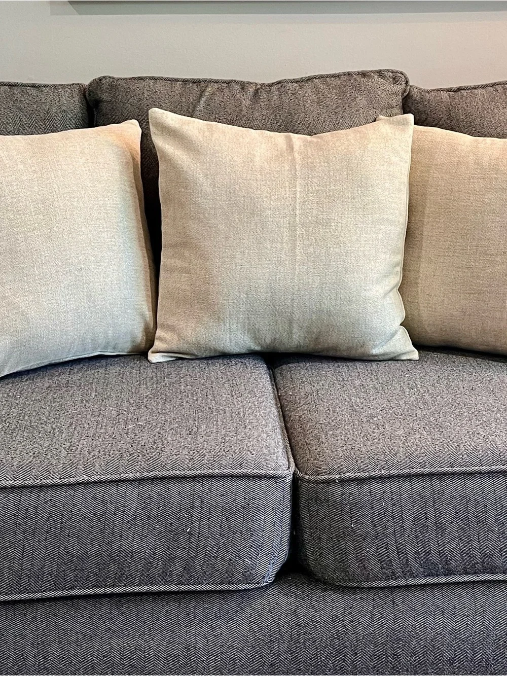 3 Neutral Cream Linen Farmhouse Throw Pillow Covers 20x20”- Home Accents